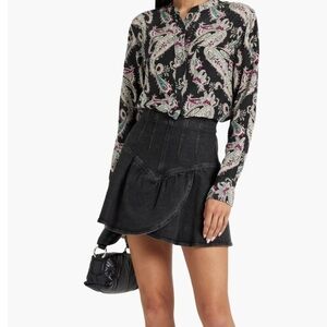 Isabel Marant “Dimenia” Wrap Effect Denim Mini Skirt Gray/Black Size 40 EUC
